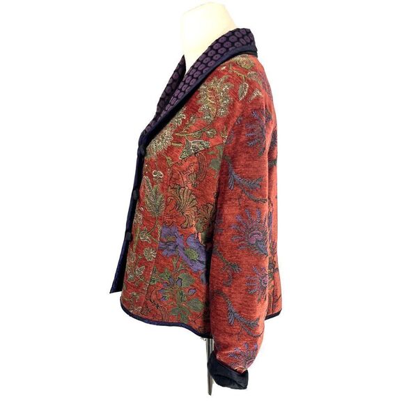 Mary Lynn O'Shea Fiber Artist Small Handmade Floral Woven Jacket Vermont - Picture 3 of 13
